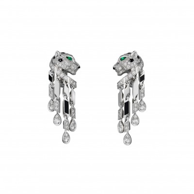 CARTIER PANTHÈRE WHITE GOLD, ONYX, EMERALD, DIAMOND DE CARTIER EARRINGS H8000780